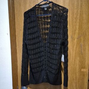 Colleen Lopez My Favorite Things Brand Silk Crochet Lace Sweater W/Sequins 2X